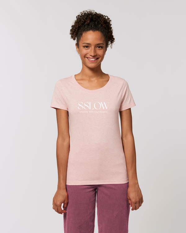 Camiseta rosa jaspeada en algodón orgánico certificado